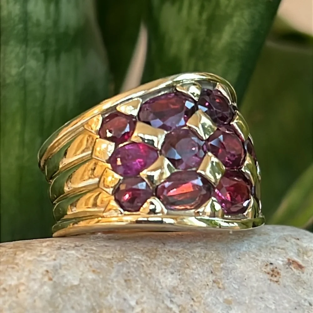 18k gold l Sapphire snd ruby band - Picture 2 of 11